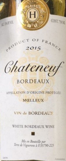 47890.jpg HERZOG SEL CHATEAUNEUF SEMY DRY WHITE BORDEAUX 750ML
