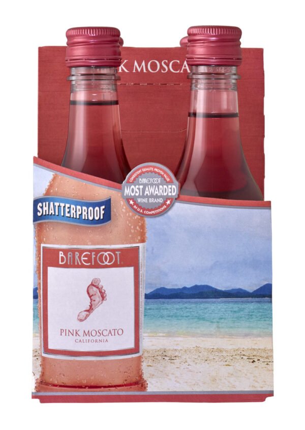 BAREFOOT PINK MOSCATO 4PK 187ML