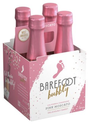 BAREFOOT BUBBLY PINK MOSCATO 187ML 4PK