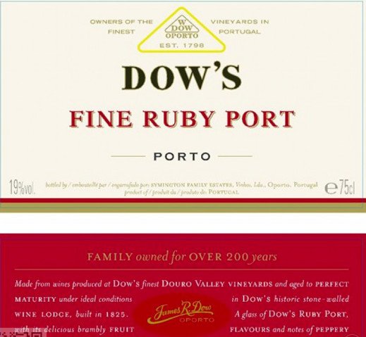 DOW'S FINE RUBY PORTO 750ML