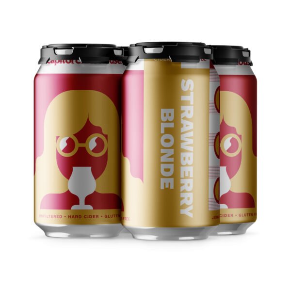 Exclusive Mockups for Branding and Packaging Design CAPITOL CIDER HOUSE STRAWBERRY BLONDE/PEACH CIDER 4PK 12OZ